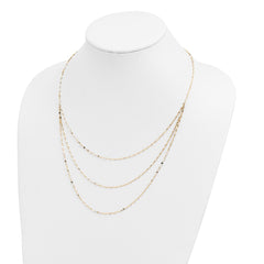 14k Polished Triple Strand Bib Fancy Chain 19.5 inch Necklace