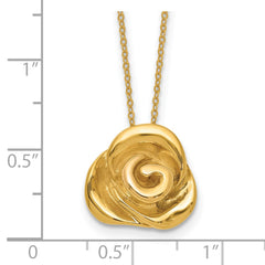14k Polished Puffed Rose 18 inch Necklace