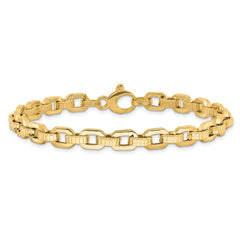 14K Polished and Textured Fancy Link 7.5 inch Bracelet