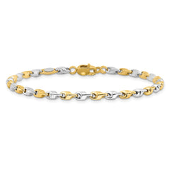 14K Two-tone Polished Fancy Link 7.5 inch Bracelet