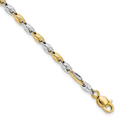 14K Two-tone Polished Fancy Link 7.5 inch Bracelet