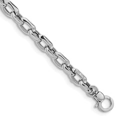 14K White Gold Polished 6.75mm Fancy Cable Link 7.5 inch Bracelet
