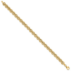 14k Polished 6.5mm Fancy Rolo Link 7.75 inch Bracelet