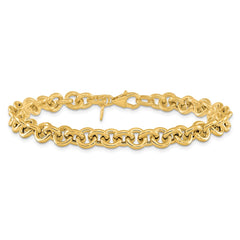 14k Polished 6.5mm Fancy Rolo Link 7.75 inch Bracelet