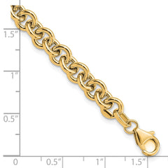 14k Polished 6.5mm Fancy Rolo Link 7.75 inch Bracelet