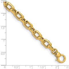 14K Polished 6.75mm Fancy Cable Link 7.5 inch Bracelet