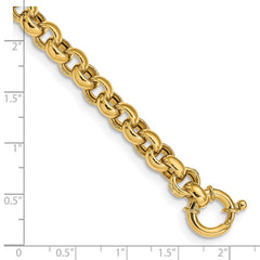 14K Polished 7.5mm Fancy Rolo Link 7.5 inch Bracelet