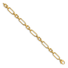 14k Polished 7.8mm Fancy Figaro Link 7.5 inch Bracelet