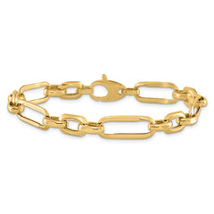 14k Polished 7.8mm Fancy Figaro Link 7.5 inch Bracelet