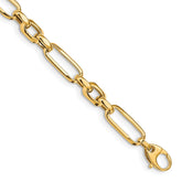 14k Polished 7.8mm Fancy Figaro Link 7.5 inch Bracelet