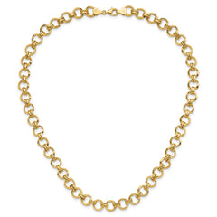 14k Polished 9.4mm Fancy Circle Link 18 inch Necklace