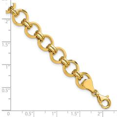 14k Polished 9.4mm Fancy Circle Link 7.5 inch Bracelet