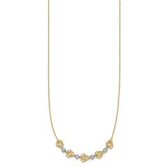 14k Two-tone Diamond-cut Beads and Love Knots 18 inch Necklace