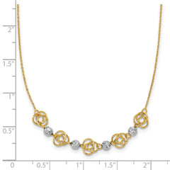 14k Two-tone Diamond-cut Beads and Love Knots 18 inch Necklace