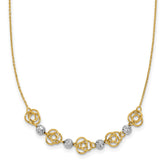 14k Two-tone Diamond-cut Beads and Love Knots 18 inch Necklace