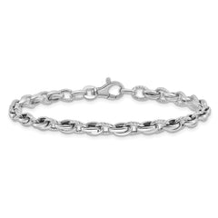 14K White Gold Polished Fancy Link 7.5 inch Bracelet - 2