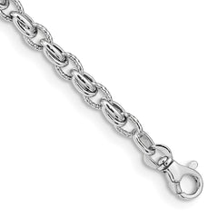 14K White Gold Polished Fancy Link 7.5 inch Bracelet - 2