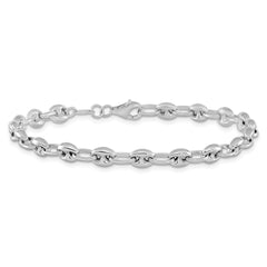 14K White Gold Polished Fancy Link 7.5 inch Bracelet