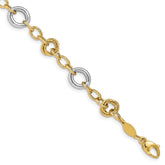 14K Two-tone Fancy Circles Cable Link 7.5 inch Bracelet