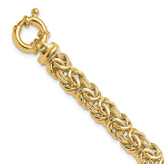 14k Fancy 8mm Flat Byzantine 7.5 inch Bracelet