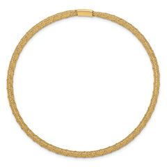 14K 4mm Fancy Woven Mesh Slip-on Stretch Bracelet