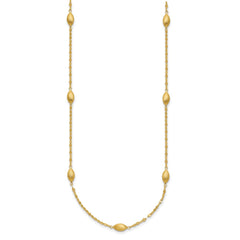 14k Diamond-cut Chain with Satin Oval Beads 18 inch Necklace