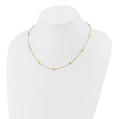 14k Diamond-cut Chain with Satin Oval Beads 18 inch Necklace