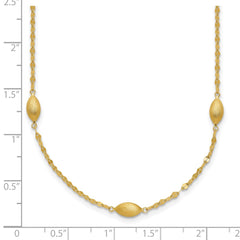 14k Diamond-cut Chain with Satin Oval Beads 18 inch Necklace