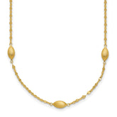 14k Diamond-cut Chain with Satin Oval Beads 18 inch Necklace