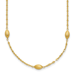 14k Diamond-cut Chain with Satin Oval Beads 18 inch Necklace