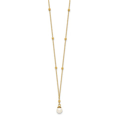 14k 4-5mm White Freshwater Cultured Pearl with Diamond-cut Beads 18 inch Necklace
