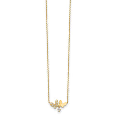 14K Polished CZ Butterflies and Star 18 inch Necklace Plus 2 inch Extender