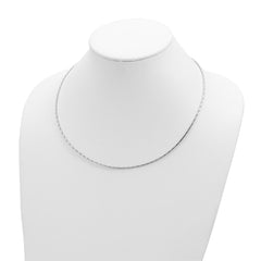 14K White Gold Polished Diamond-cut 1.25mm 18 inch Round Twisted Omega Necklace Plus 2 inch Heart Chain Extender