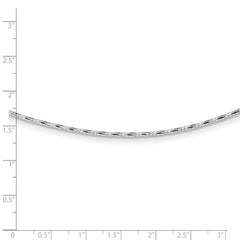 14K White Gold Polished Diamond-cut 1.25mm 18 inch Round Twisted Omega Necklace Plus 2 inch Heart Chain Extender