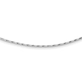 14K White Gold Polished Diamond-cut 1.25mm 18 inch Round Twisted Omega Necklace Plus 2 inch Heart Chain Extender