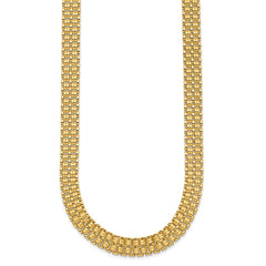 14K Brushed and Polished Basket Weave Pattern 17 inch Necklace