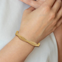 14K Twisted Woven Mesh Slip-on Stretch Bracelet