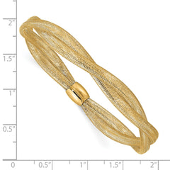 14K Twisted Woven Mesh Slip-on Stretch Bracelet