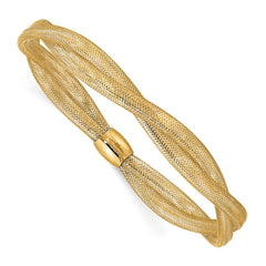 14K Twisted Woven Mesh Slip-on Stretch Bracelet