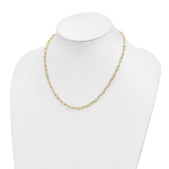 14K Textured 3.75mm Fancy Open Link 18 inch Necklace