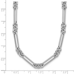 14k White Gold Polished Fancy Figaro Link 17.5 inch Necklace