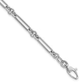 14k White Gold Polished Fancy Figaro Link 7.5 inch Bracelet
