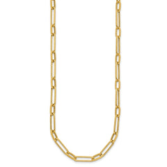 14K Polished and Textured 4mm Fancy Long Link 24 inch Necklace