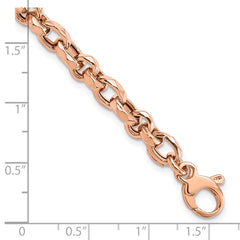 14K Rose Gold Polished 4mm Fancy Faceted Link 7.5 inch Bracelet