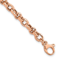 14K Rose Gold Polished 4mm Fancy Faceted Link 7.5 inch Bracelet