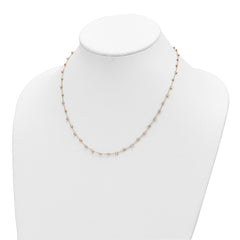 14K Tri-color Polished Diamond-cut Fancy Beaded 18 inch Necklace