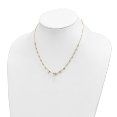 14K Polished Graduated Facet Beads 17 inch Necklace