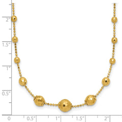 14K Polished Graduated Facet Beads 17 inch Necklace