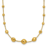 14K Polished Graduated Facet Beads 17 inch Necklace