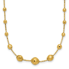 14K Polished Graduated Facet Beads 17 inch Necklace
